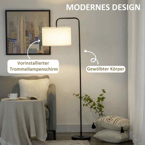 Elegantiška balta-juoda grindų lempa