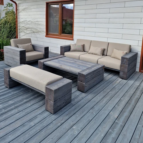 Trivietė lauko sofa, deginta mediena ¦ TIMBER - Foteliai, sofos