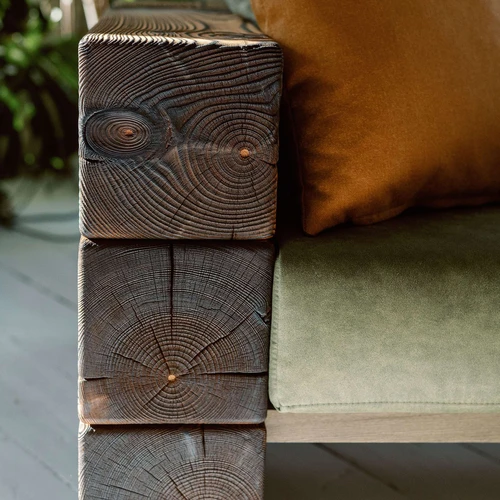 Trivietė lauko sofa, deginta mediena ¦ TIMBER - Foteliai, sofos