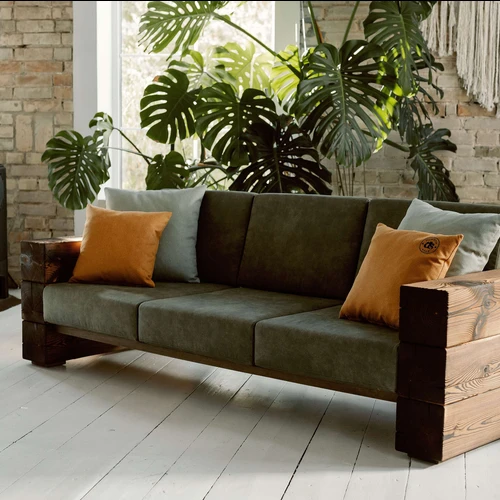 Trivietė lauko sofa, deginta mediena ¦ TIMBER - Foteliai, sofos