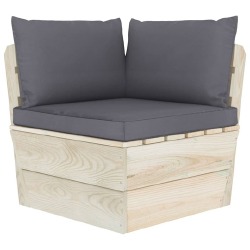 Trivietė sodo sofa iš palečių su pagalvėlėmis, eglės mediena, pilka - Foteliai, sofos