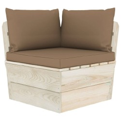 Trivietė sodo sofa iš palečių su pagalvėlėmis, eglės mediena, ruda - Foteliai, sofos