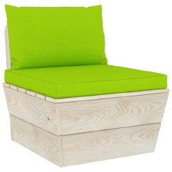 Trivietė sodo sofa iš palečių su pagalvėlėmis, eglės mediena, šviesiai žalia - Foteliai, sofos