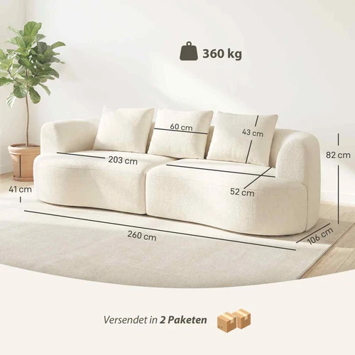 260 cm sofa su 3 pagalvėlėmis