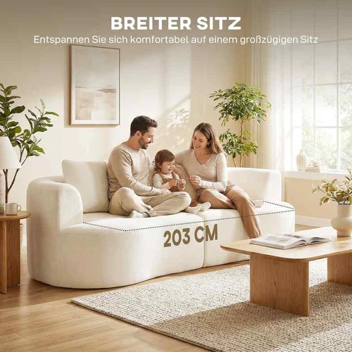 Kreminės spalvos šenilinė sofa svetainei