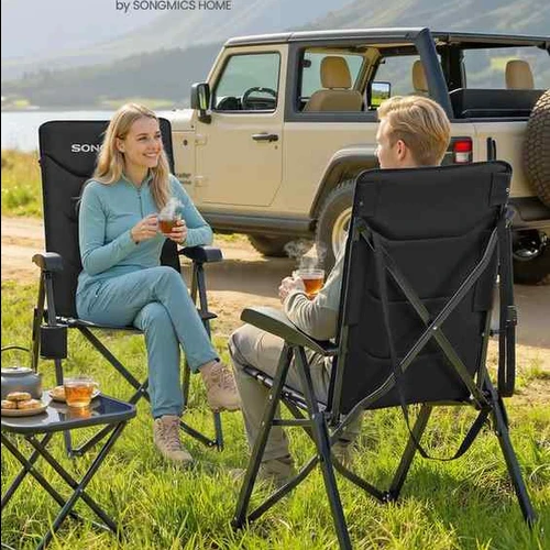 Turistinė kėdė SONGMICS GCB015BZ01, Sulankstoma, 95°–150°, Juoda, 70 × 60 × 110 cm - Kėdės