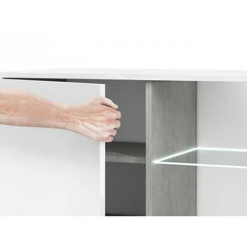 Kompaktiška RTV spinta su vertikaliu LED apšvietimu ir jutikliniu ekranu