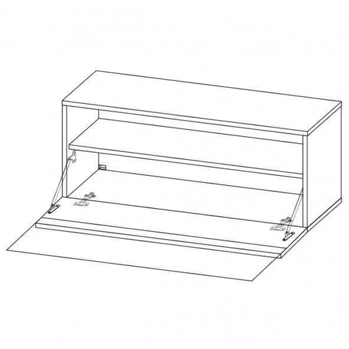 Moderni horizontali sieninė lentyna su cilindriniu atidarymu