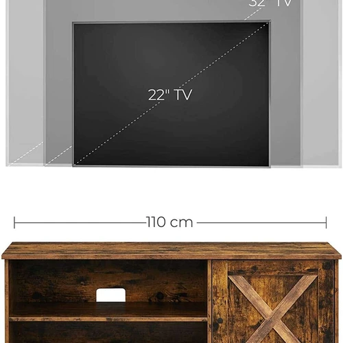 Vintažinė ruda TV lentyna iš medžio drožlių plokštės