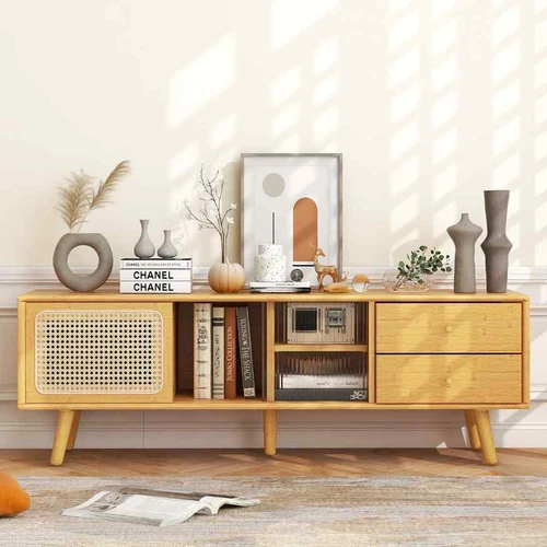 TV staliukas, 2 stalčiai ir 2 durelės, 139,7 × 30,48 × 45,72 cm