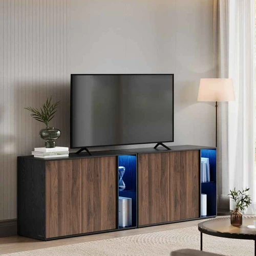 Juodmedžio juodas TV staliukas 100 cm pločio
