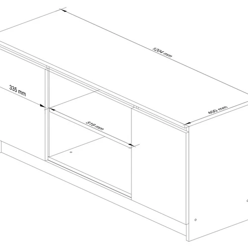 TV staliukas AkordV2, 2 durelės, baltos/rudos spalvos, 120 × 55 × 40 cm - TV spintelės