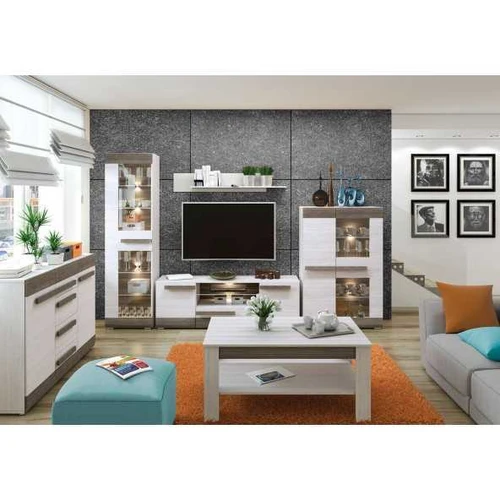 Šiuolaikiškas stalas sniego pušies ir MDF New Grey spalvų deriniu