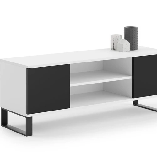 Tv staliukas Focus RTV 155x49x40 cm, baltos / juodos spalvos