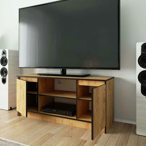 TV staliukas K120 2D 1P CLP, ąžuolo spalvos, 120 × 55 × 40 cm - TV spintelės