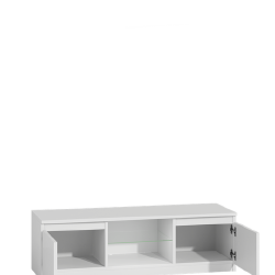 TV staliukas su 2 uždarais ir 2 atvirais skyriais