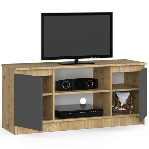 TV staliukas RTV K120 2D 1P, pilkos/rudos spalvos, 120 × 55 × 40 cm - TV spintelės
