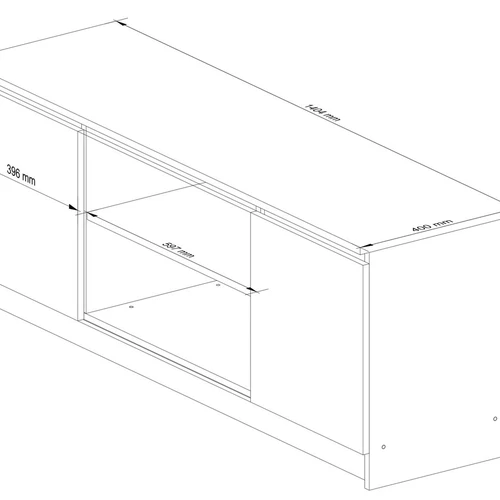 Tvarkingas ir funkcionalus 140 cm pločio televizoriaus korpusas