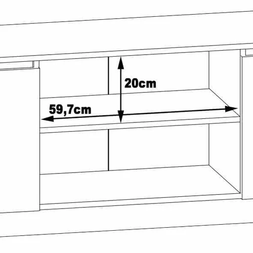 K140 TV spintelė su papildomomis lentynomis ir atsparia dilimui durelių apdaila