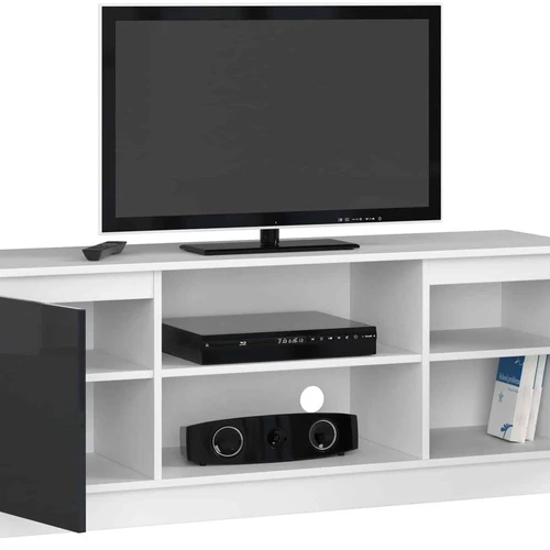 Minimalistinė TV spintelė baltos ir grafito spalvų derinyje