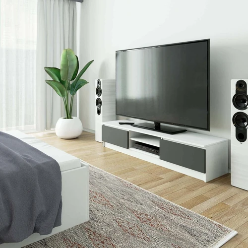 Erdvus TV staliukas su lentynomis priedėliams