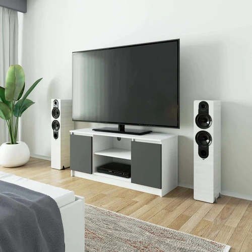 Laminuotos plokštės TV spintelė su dviem stalčiais