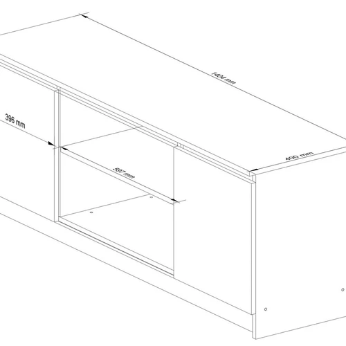 Minimalistinė TV spintelė baltos ir metalinės spalvos derinyje