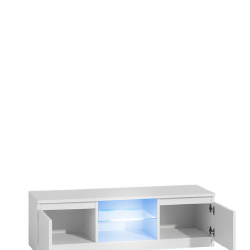 TV staliukas su 2 uždarais ir 2 atvirais skyriais