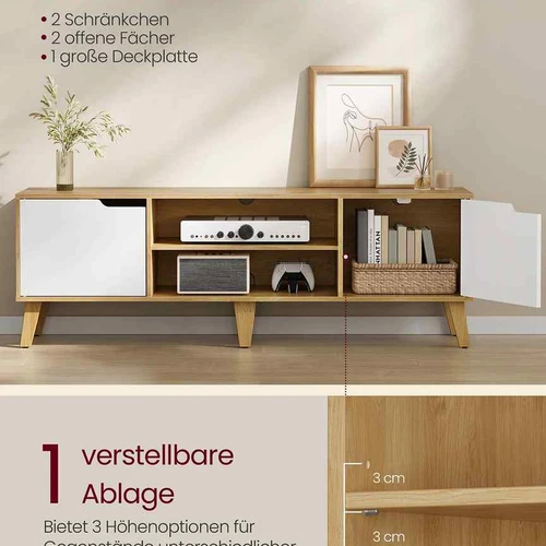 TV staliukas VASAGLE LTV556, su reguliuojama lentyna, 147 × 50 × 39 cm - TV spintelės