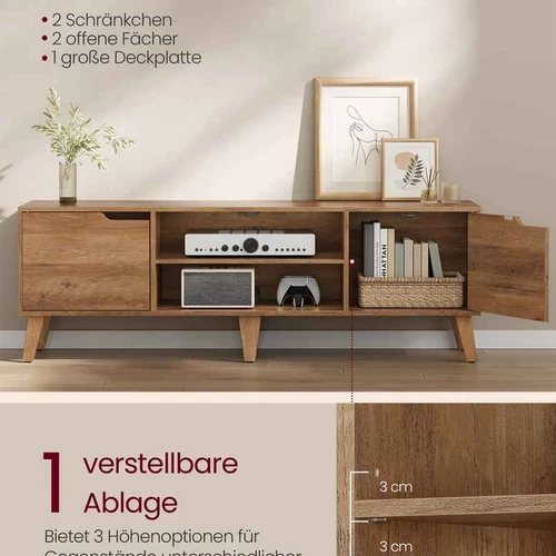 TV staliukas VASAGLE LTV556, su reguliuojama lentyna, 147 × 50 × 39 cm - TV spintelės