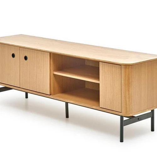 TV stovas, 167x44x59 cm, natūralus ąžuolas ir juoda spalva