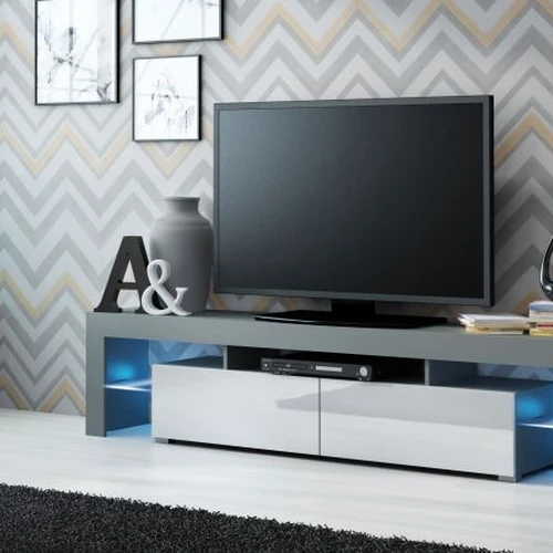 Kompaktiškas RTV stovas su moderniu dizainu ir LED apšvietimu