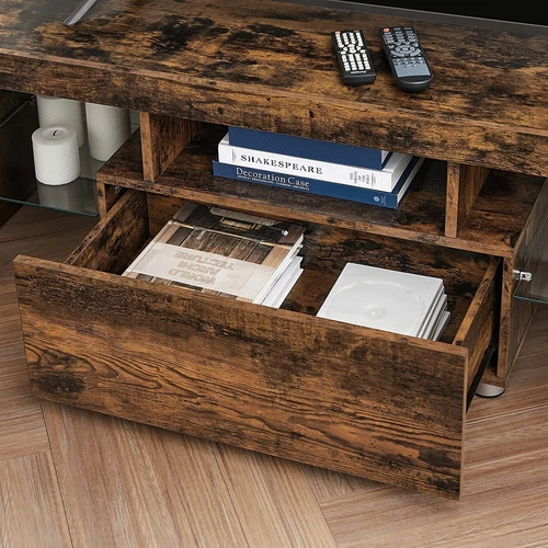 Moderni vintažinė lentyna su saugiu stiklu