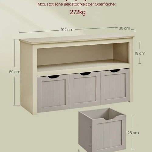 Vaikiška lentyna 30x102x60cm., kreminės spalvos - Spintos