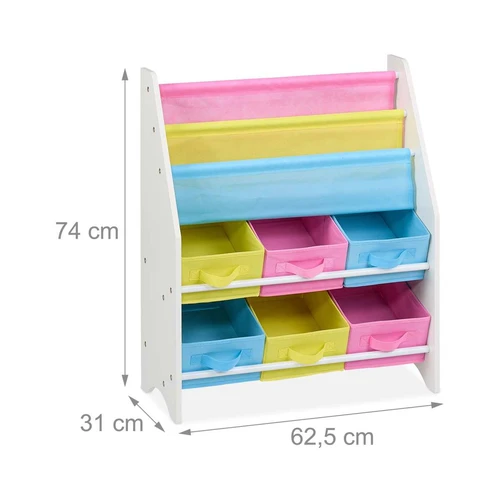 Vaikiška lentyna Relaxdays 10048930, 6 dėžutės, 2 kišenės, 62,5 × 74 × 31 cm - Lentynos
