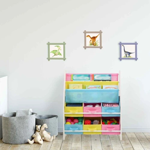 Vaikiška lentyna Relaxdays 10048930, 6 dėžutės, 2 kišenės, 62,5 × 74 × 31 cm - Lentynos