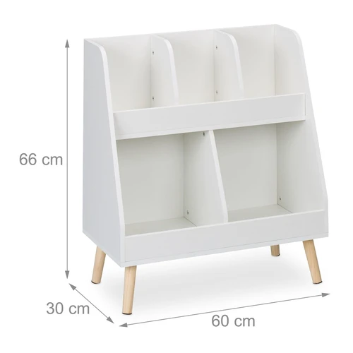 5 skyriaiVaikiška daiktų laikymo lentyna 60×66×30 cmVaikiška lentyna iš MDF, pušies medienos ir veltinioErgonomiška vaikiška lentyna 66 cm aukščio