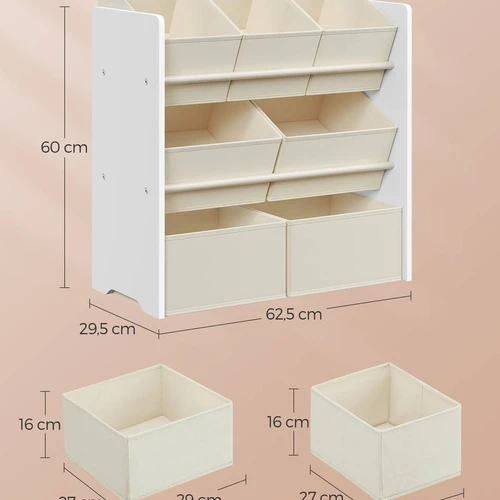 Vaikiška lentyna su daiktadėžėmis 29,5x62,5x60cm., baltos/kreminės spalvos - Lentynos