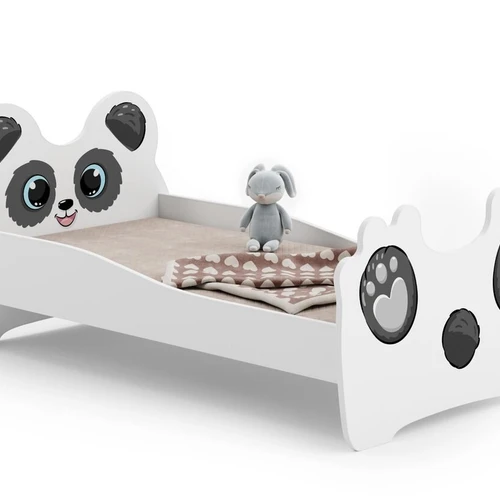 Vaikiška lova Animals su čiužiniu 144 cm x 80 cm x 70 cm, panda