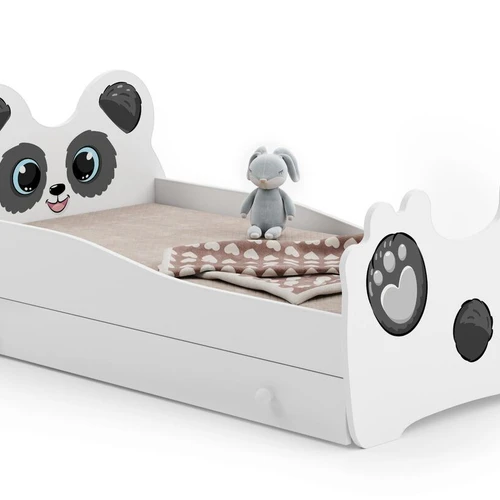 Vaikiška lova Animals su stalčiumi ir čiužiniu 164 cm x 90 cm x 70 cm, panda
