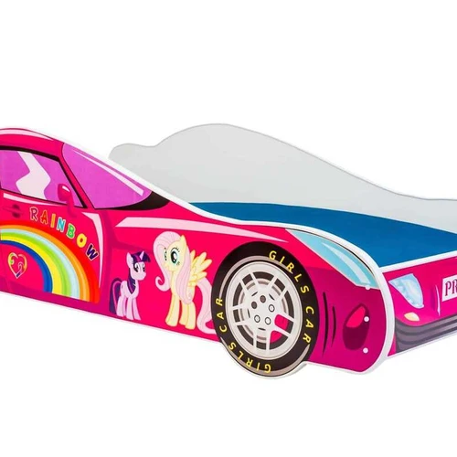 Vaikiška lova Car II su čiužiniu 150 cm x 74 cm x 44 cm, automobilis princesė