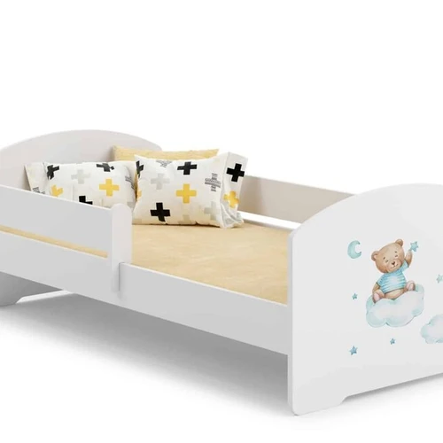 Vaikiška lova Luk su čiužiniu ir barjerine apsauga 144 cm x 77 cm x 56 cm, meškiukas