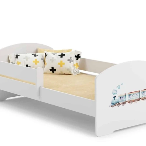 Vaikiška lova Luk su čiužiniu ir barjerine apsauga 144 cm x 77 cm x 56 cm, traukinys