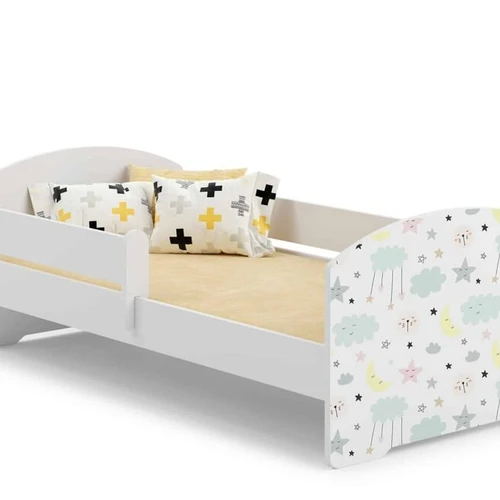 Vaikiška lova Luk su čiužiniu ir barjerine apsauga 164 cm x 85 cm x 63 cm, dangus