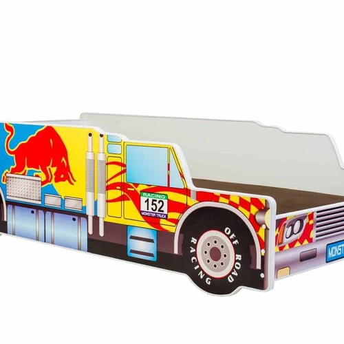 Vaikiška lova Riko su čiužiniu 146 cm x 74 cm x 38 cm, automobilis monstras