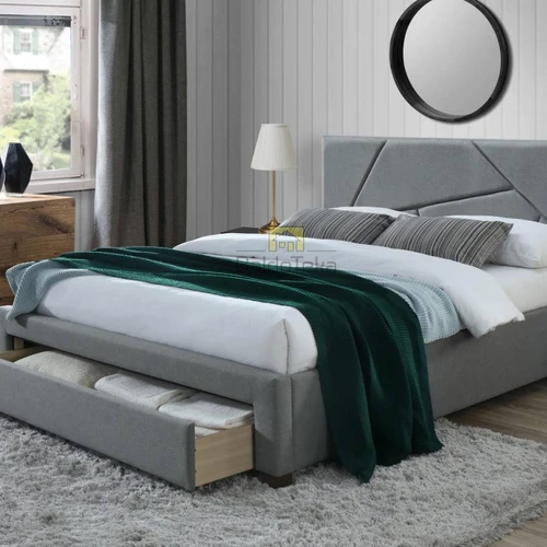 Natūralaus medžio ir gobeleno 214 cm lovos rėmas