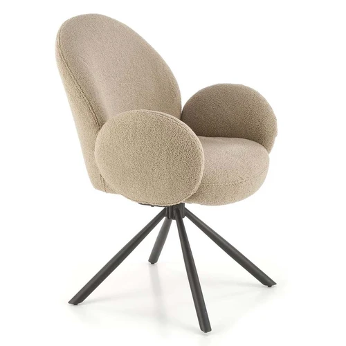 Pasukami smėlio spalvos kėdės su pudros audiniu ir miltelinio plieno pagrindu