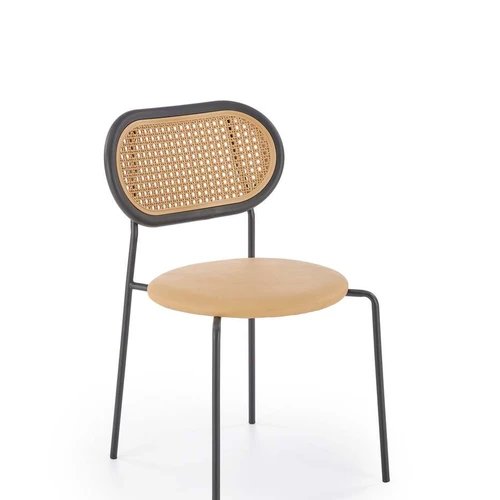 Tamsiai raudona kėdė iš eko odos ir sintetinio rotango