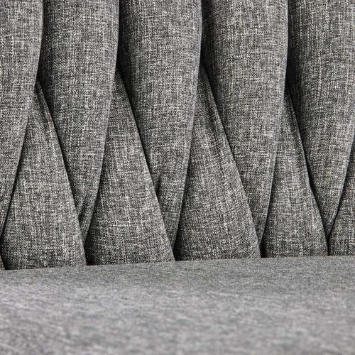 Stilinga pilka sofos lova su audinio ir plieno kombinacija