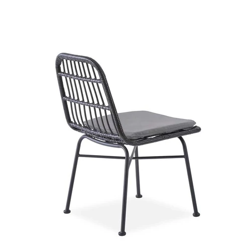 Stilingi juodi/pilki rotango kėdės su plieniniu karkasu